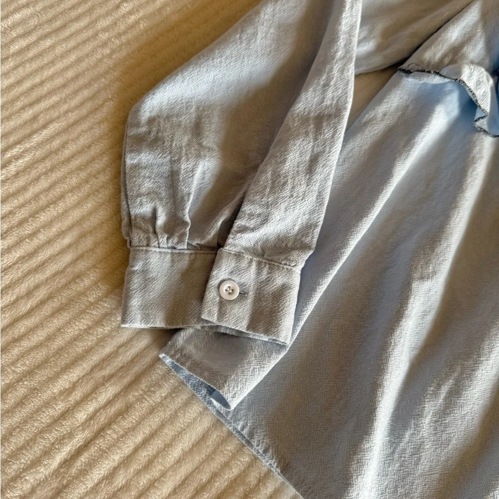 Denim Blue Ruffle Top - Picture 3 of 4